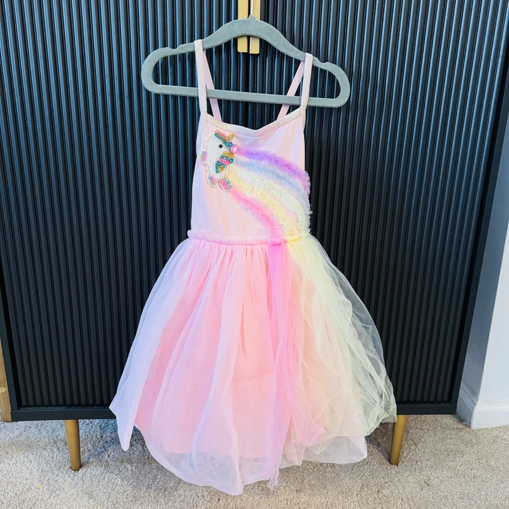 Lola & The Boys Unicorn Rainbow Tulle Dress